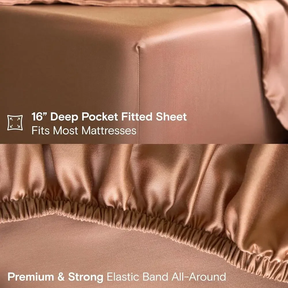 NWT Sijo DOZ Bamboo Sheet Set 3 Piece -1 Fitted Sheets 2 Pillowcases Clay King